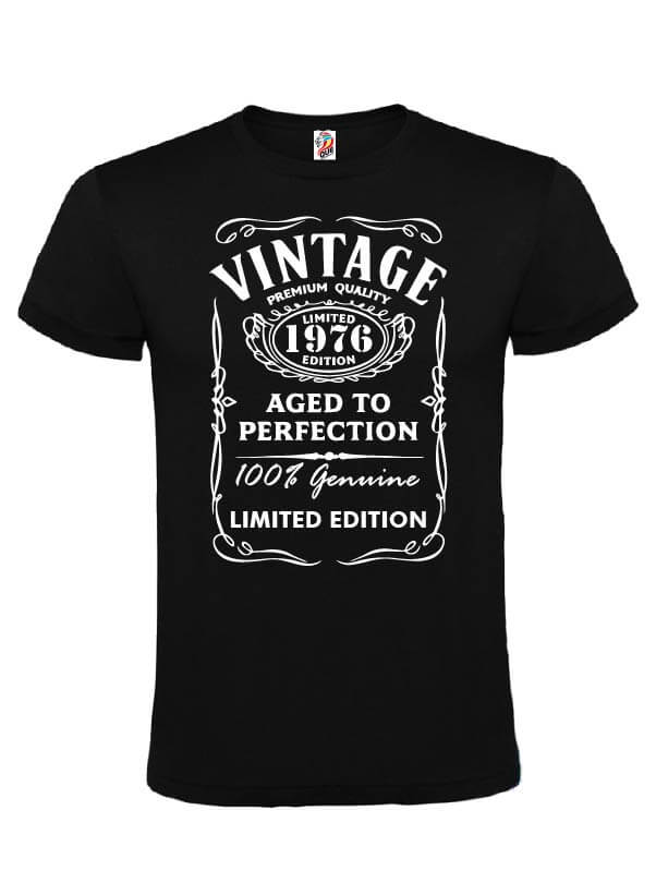 001 - CAMISETA 50 AÑOS varios-01 "Vintage premium quality, 1976 aged to perfection, 100% genuine limited edition" - Imagen 1